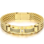 Luxury Bracelet for Men Gold Color 12MM Wide Stainless Steel Square Franco Link Chain Men's Wrist Bracelets With Magnet