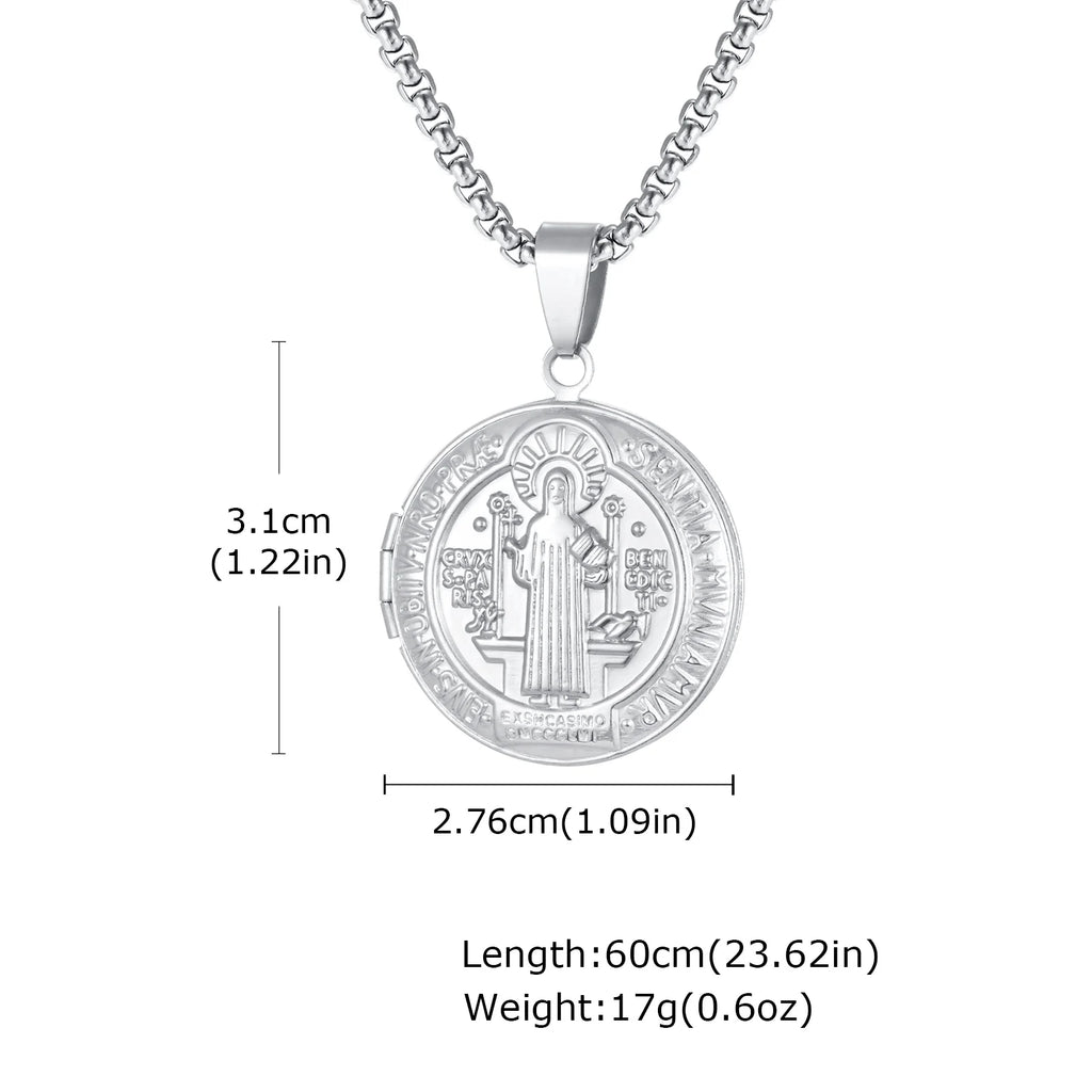 Saint Benedict Box Chain Pendant — SS