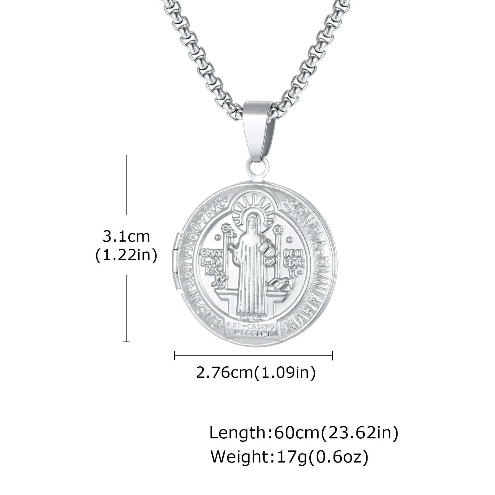 Saint Benedict Box Chain Pendant — SS