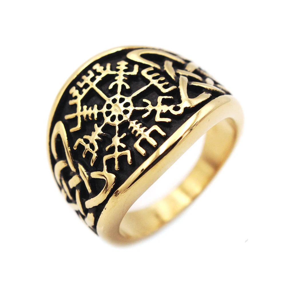 Viking Compass Odin Ring — Gold-Tone Stainless Steel