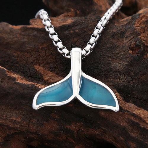 Blue Whale Tail Pendant — Stainless Steel