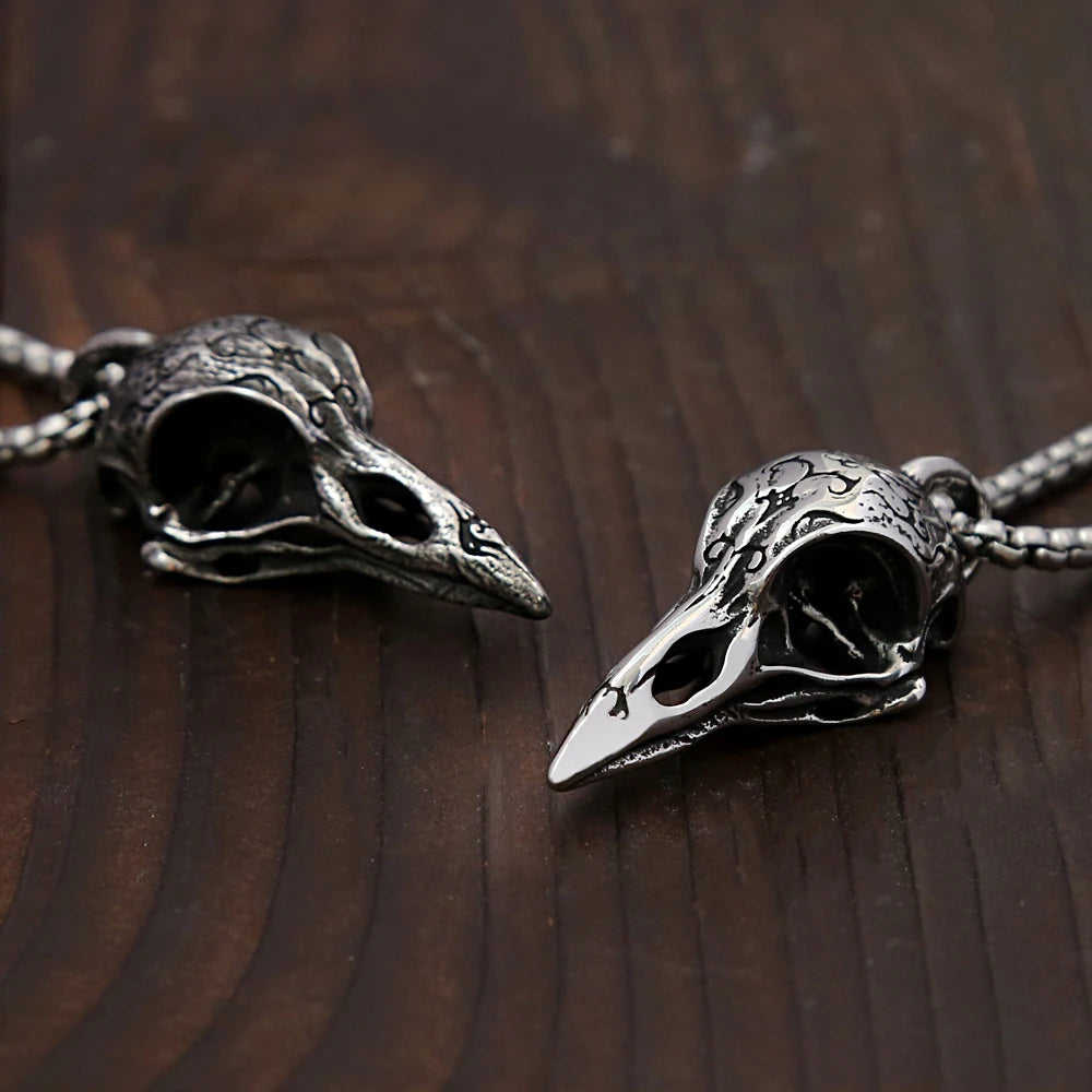 Skull Odin Steel Pendant Retro Nordic Crow Gothic