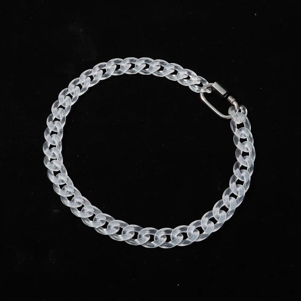 Acrylic Jesus Cross Cuban Necklace — Stainless Steel