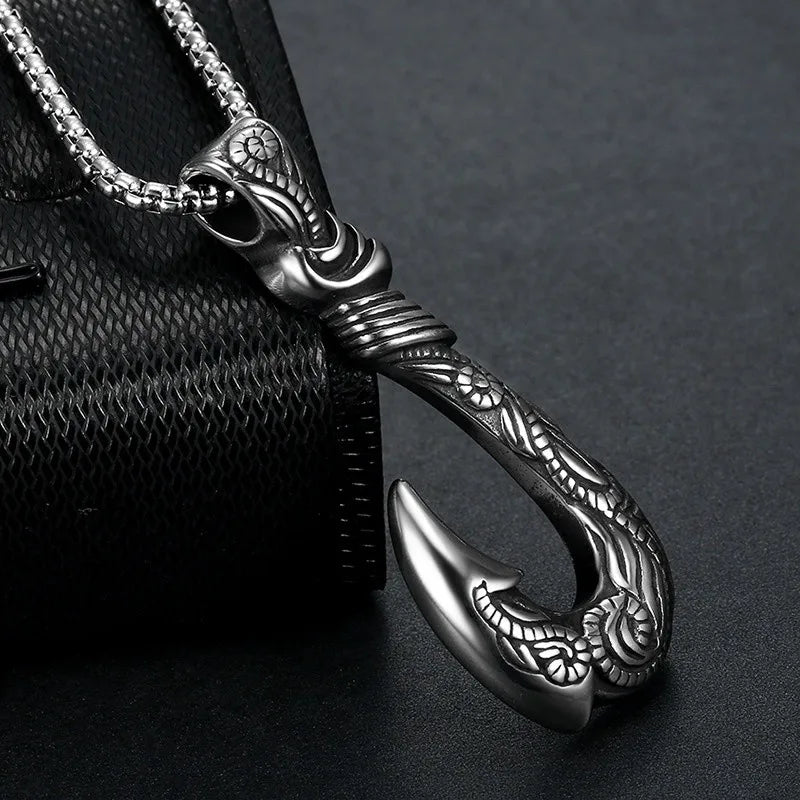 Norse Mythology Moana Fishing Hook Men's Pendant Necklace Retro Legendary Viking Designer Pendants Box Chain Jewelry Party Gift