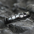 Geometric Hematite Bracelet for Men Biker Jewelry Grey Metal Energy Stone Therapy Punk Style Bangle for Him