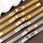 Punk Stainless Steel Bracelet 21 Cm Franco Link Chain Inlaid With Large-Grained Zircon Magnet Clasp