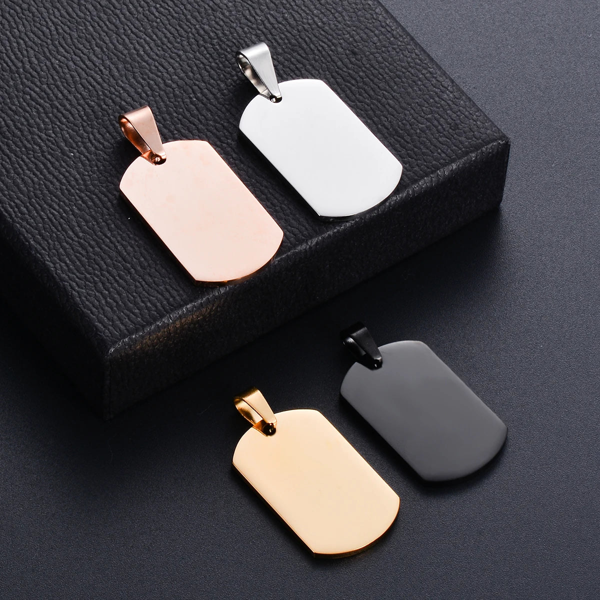 18x30mm Small Military Army ID 4 Colors Stainless Steel Name Blank Dog Tags Pendant Rectangle Necklace Jewelry