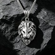 Vintage Lion Head Pendant Necklace, 60cm — Stainless Steel