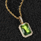 Iced Out Rope Pendant Necklace Stainless Steel