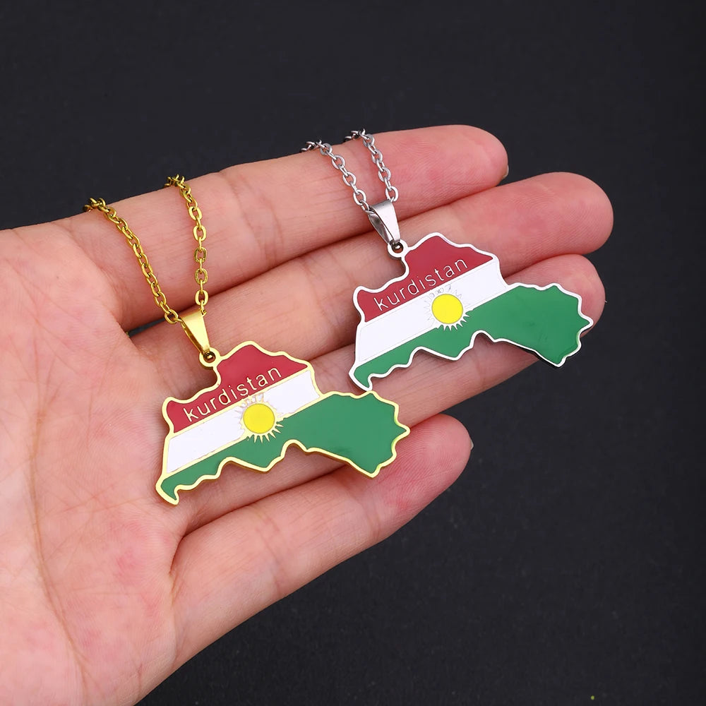 Kurdistan Map Pendant Necklace — Stainless Steel