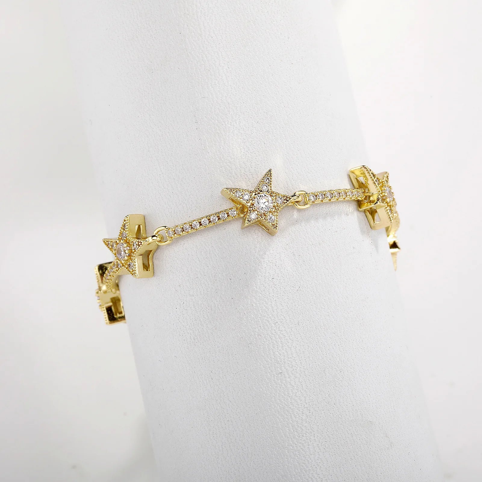 Gold Iced Out Star Bracelet CZ Statement