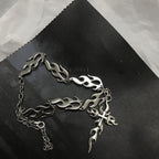 Fashion Hip-hop Sliver Color Flame Cross Crow Skull Pendant Necklace for Women Men Couple Gothic Halloween Party Jewelry Gifts