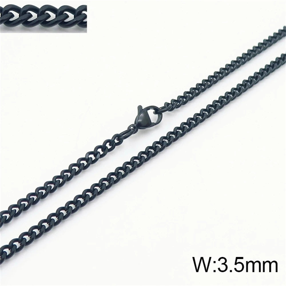 Punk Curb Cuban Link Chain Men Women Stainless Steel Long Necklace Fashion Tide Hip Hop Sweater Accessories Party Jewelry Gifts