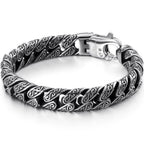 Retro Casting Stainless Steel Man Bracelet Matte Old Silver Color 12MM Curb Link Chain Men's Bracelets Bangles Wrist