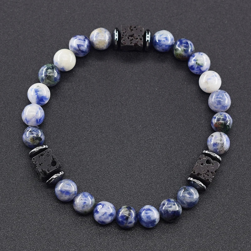 Retro Black Block Volcanic Bracelets Men Women Frosted Onyx Lava Beads Jewelry Yoga Meditation Birthday Gift Wholesales