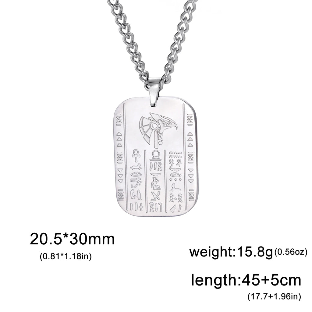 LIKGREAT Ancient Egyptian Mythology Goddess Necklace for Men Eye of Horus Egypt Death Protection Amulets Stainless