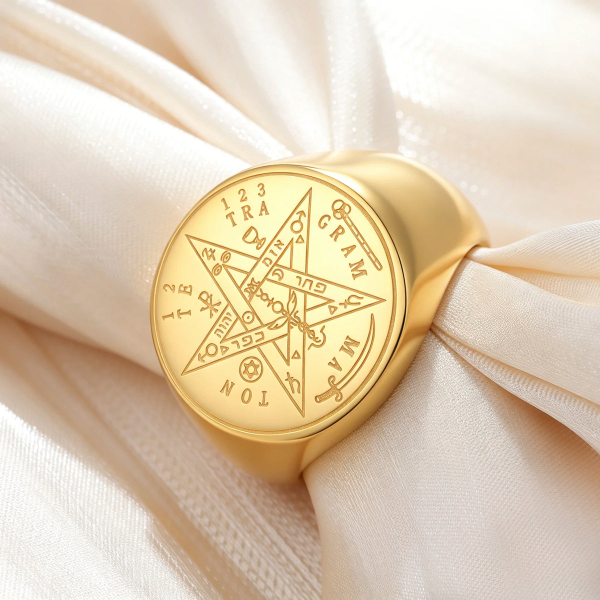 Tetragrammaton Pentacle Signet Ring — Stainless Steel