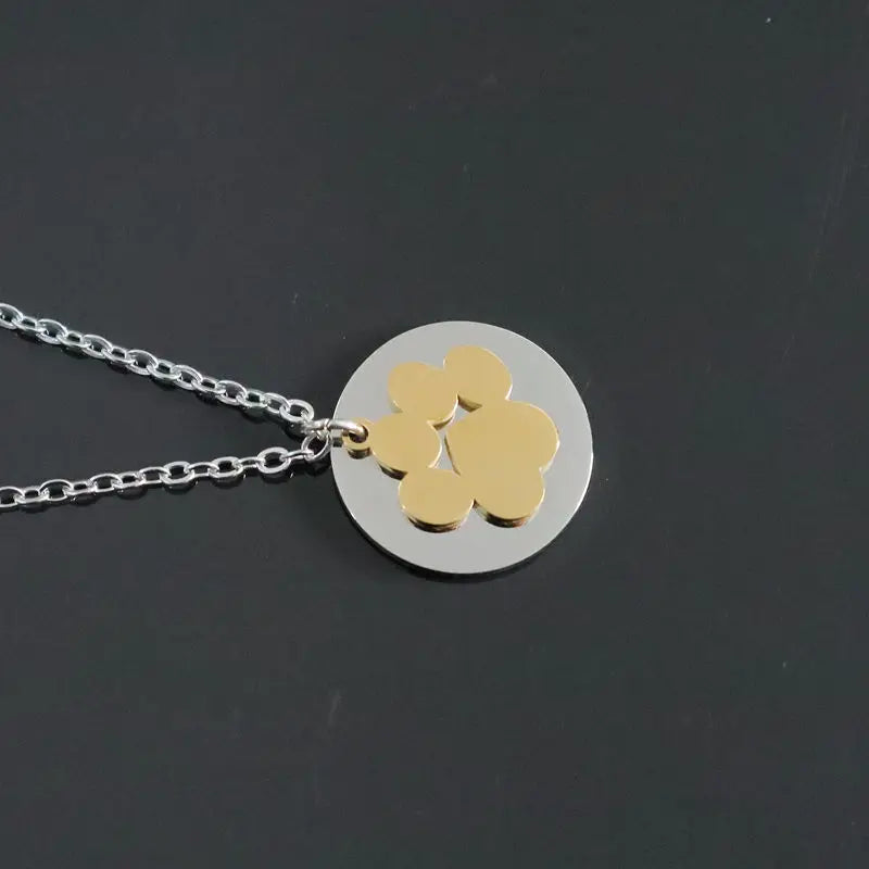 Mirror Polish Dog Paw Necklace — 304 Stainless Steel