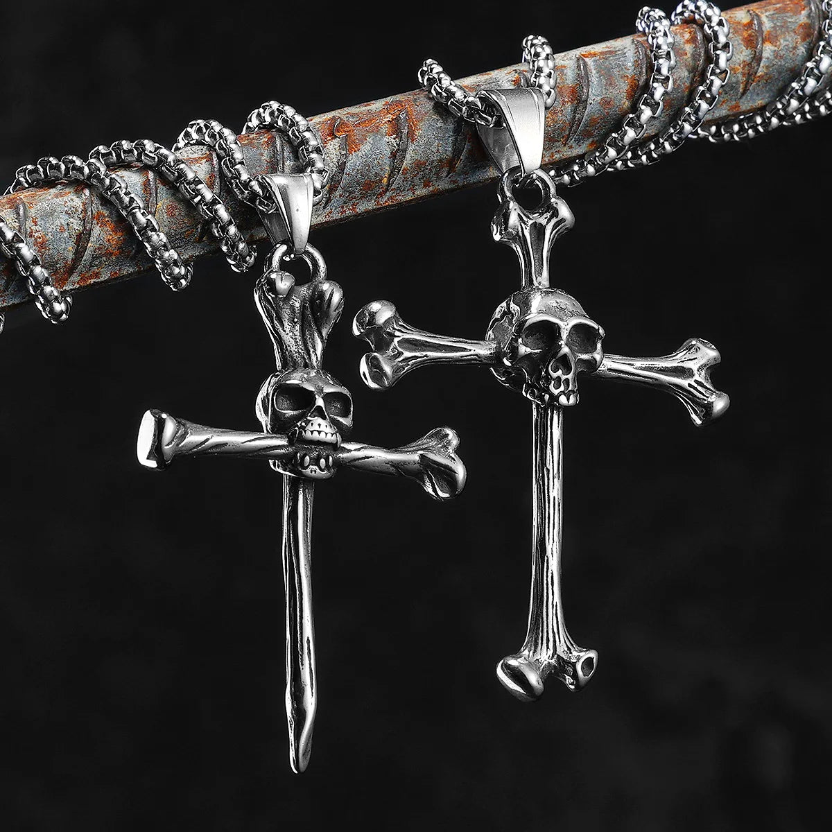 Skull Cross Stainless Steel Pendant Necklace