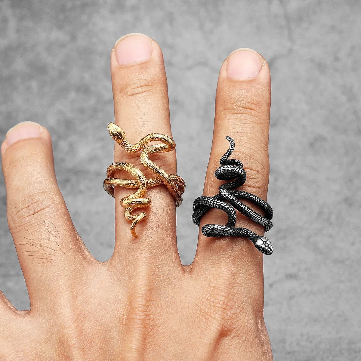 Poisonous Snake Ring 316L Stainless Steel Men Rings Rock Punk Vintage for Male Rider Jewelry Accessories Best Gift