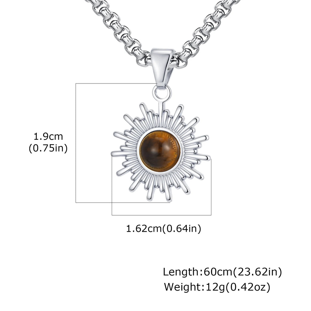 Tiger Eye Stone Pendant Necklace — Stainless Steel