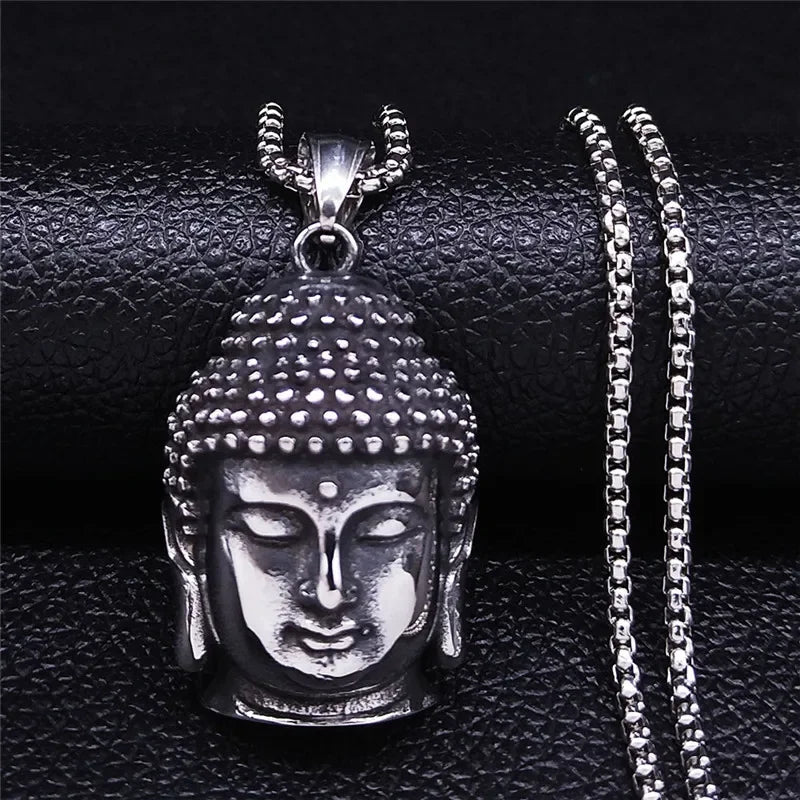 Buddhist Stainless Steel Pendant Necklace