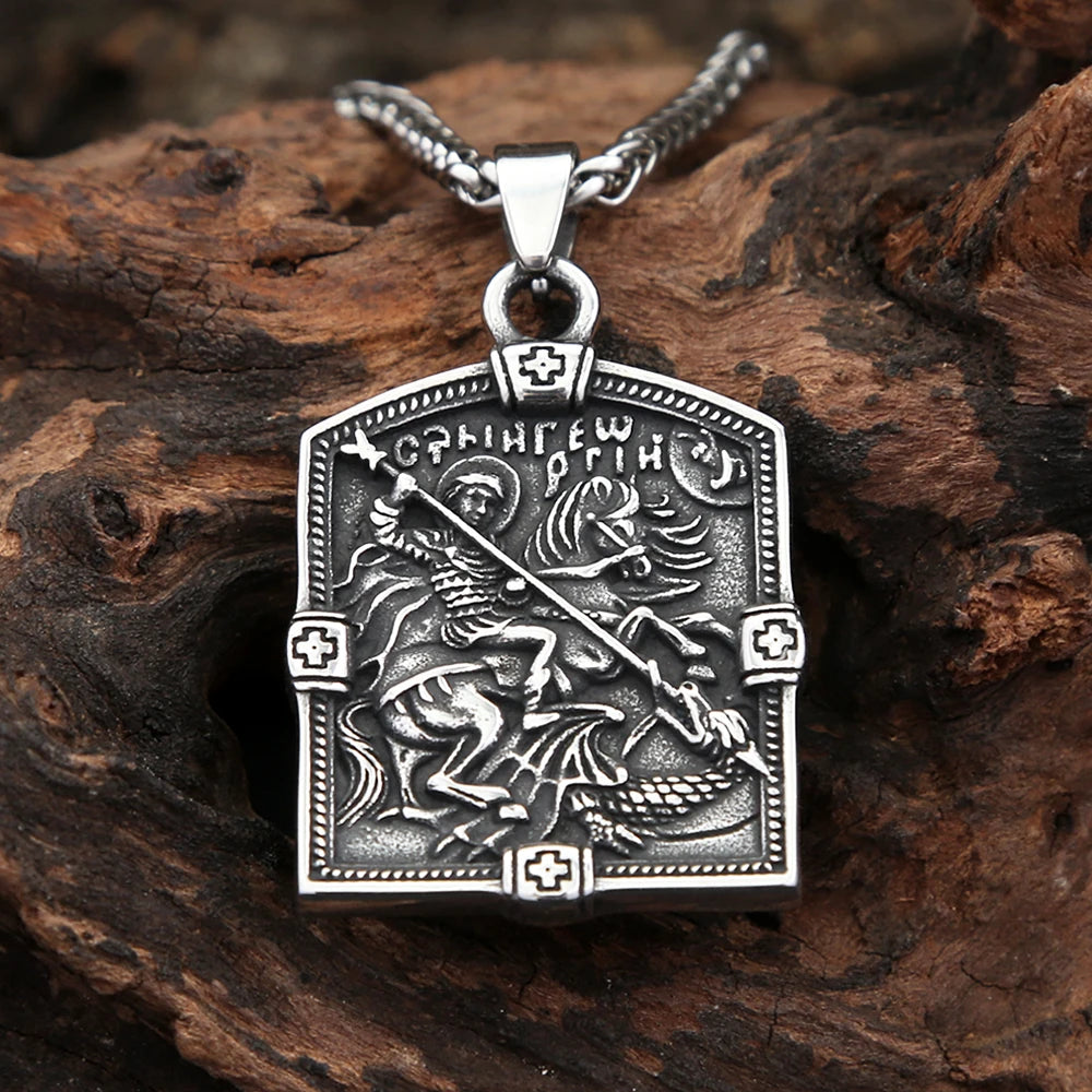 Horse Steel Pendant Vintage Stgeorge Warrior Shield