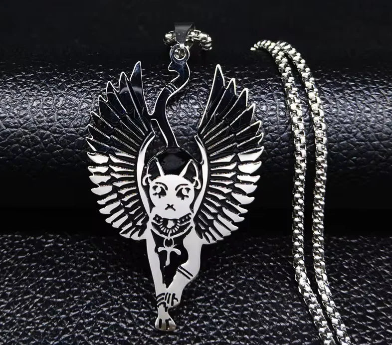 Egyptian Bastet Cat Pendant — Stainless