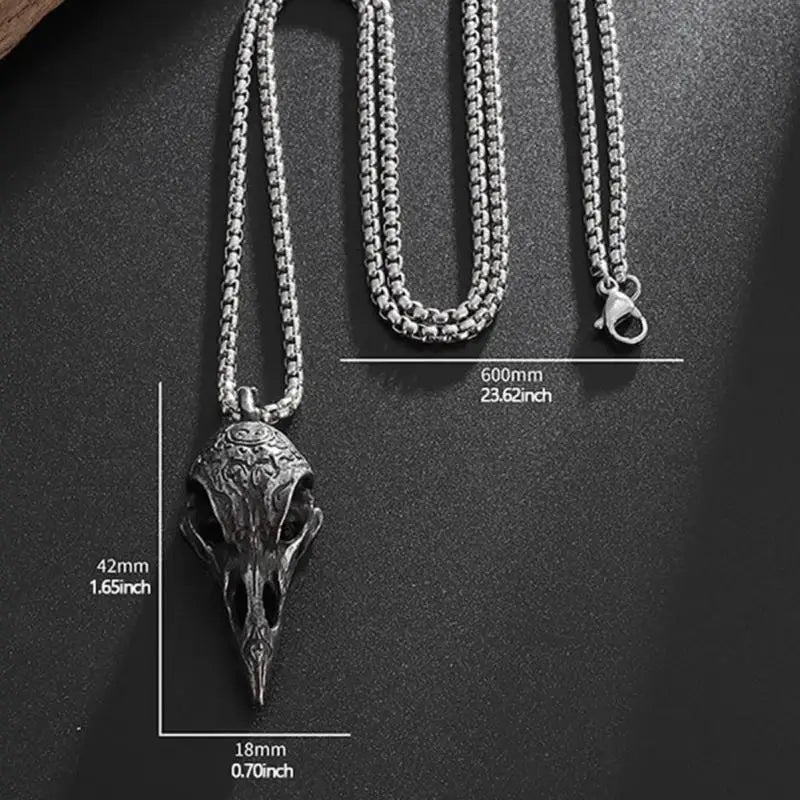 Retro Nordic Style Crow Skull Pendant Animal Bird Necklace For Men Personalized Jewelry Lucky Amulet Gift