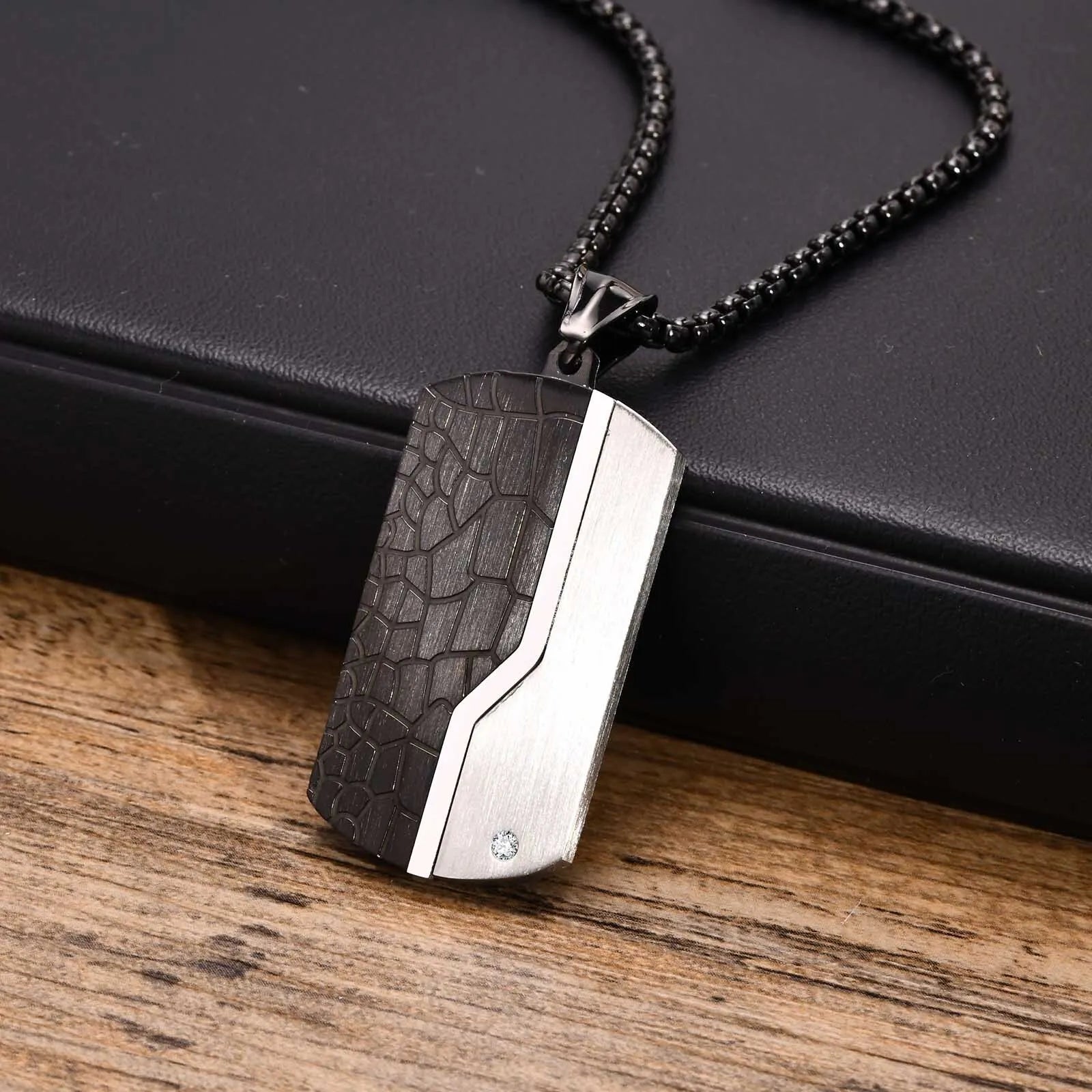 Dog Tag Pendant Necklace — Stainless Steel