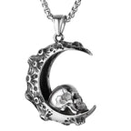 Moon Skull Pendant Necklace — 316L Stainless Steel