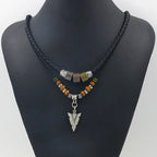 Collana Uomo Artificial Leather Rope Beaded Necklace Men Collier Homme Arrow Pendant Necklace For Men Jewelry Collar