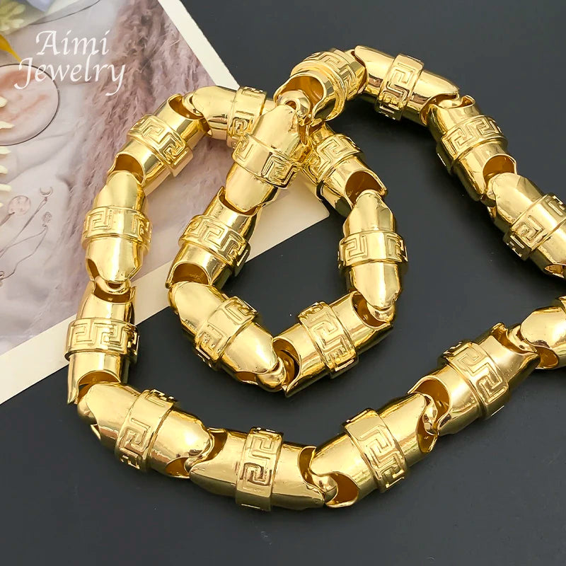 75cm Long Hip Hop Trendy 18K Gold Plating Bold Chain Necklace for Man Golden Italian Jewellry Party Banquet Birthday