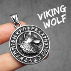 Viking Wolf Stainless Steel Pendant Necklace