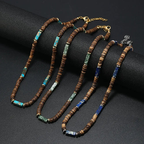 Bohemian Wood Bead Necklace
