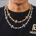 Cross Iced Out Rosary Chain Necklace Stainless Steel