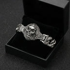 Massive Vintage Skull Wolf Head Cuff Man Bracelet for Men Gothic Punk Stainless Steel Bangle Heavy Metal Jewelry