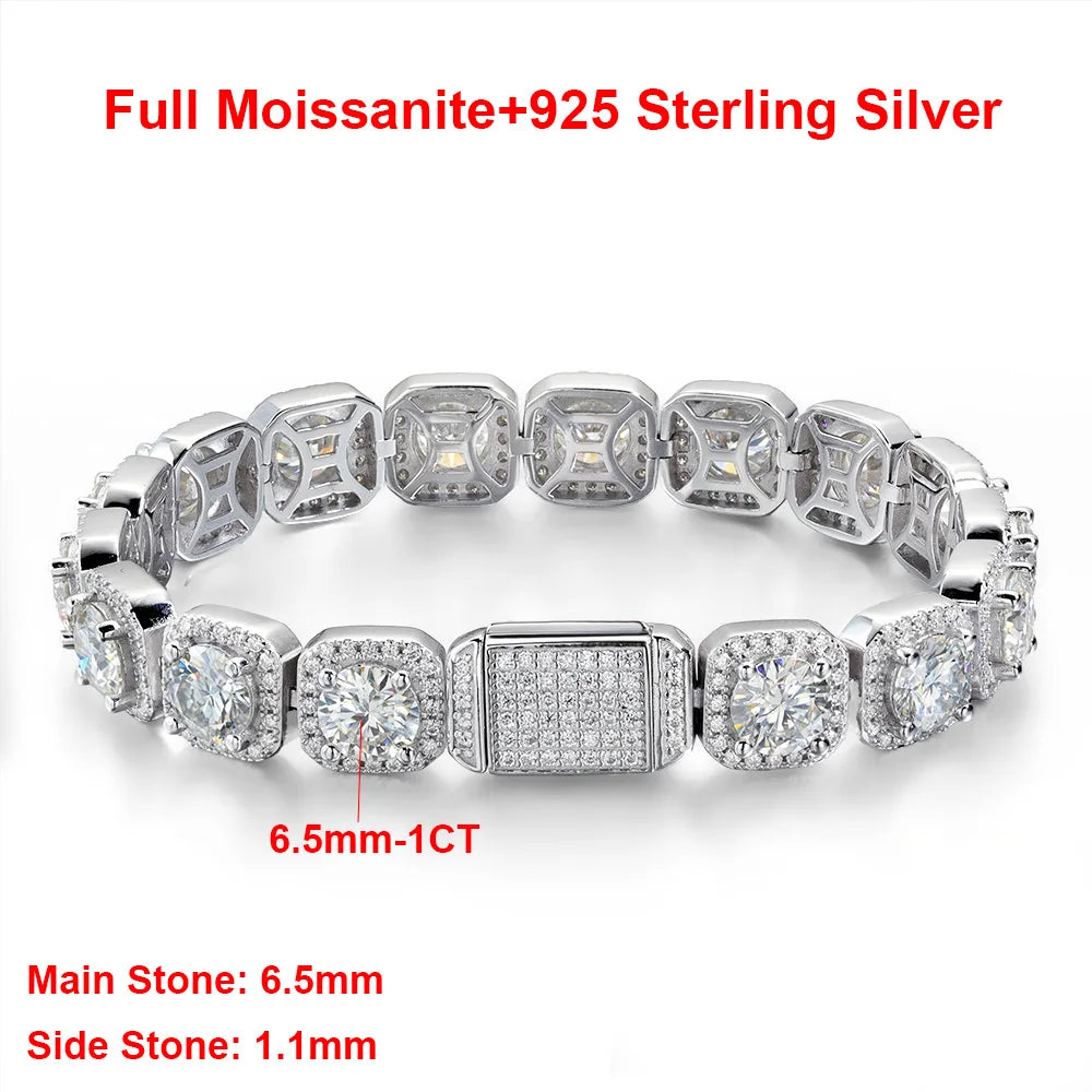 BXINY Luxury Full Moissanite Bracelets S925 Silver GRA Certified Lab Diamond Hand Chain for Women Men Wedding Fine Jewelry Gifts