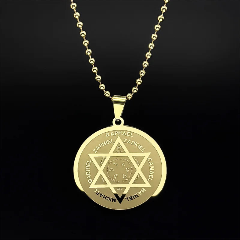 Archangel Gold Star Pendant — Stainless Steel