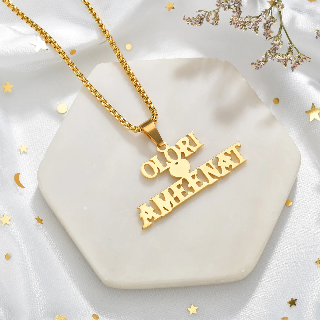 Multiple Styles Personalized Custom 2 Names Necklace Stainless Steel For Men Women Big Size Pendant Christmas Jewelry Gifts