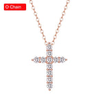 Serenity 3mm 4mm 5mm Black Moissanite Cross Pendant Necklace For Women Men 100% S925 Sterling Silver Jesus Neck Chain