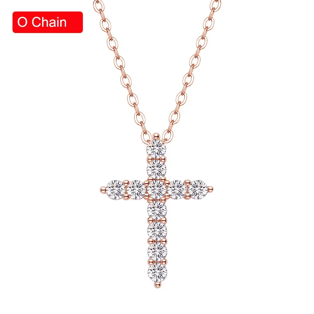 Serenity 3mm 4mm 5mm Black Moissanite Cross Pendant Necklace For Women Men 100% S925 Sterling Silver Jesus Neck Chain