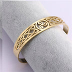 VASSAGO Viking Celtic Knot Cuff Bracelet Men's Nordic Triskele Symbol Irish Stainless Steel Bangle Vintage Amulet