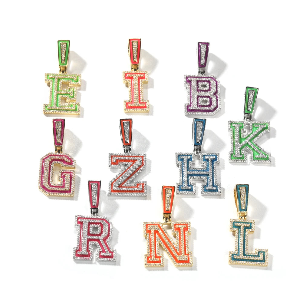 THE BLING KING Custom Fluorescent Name Pendant Necklace Iced Out Cubic Zirconia Chain Necklace Hiphop Punk Jewelry For