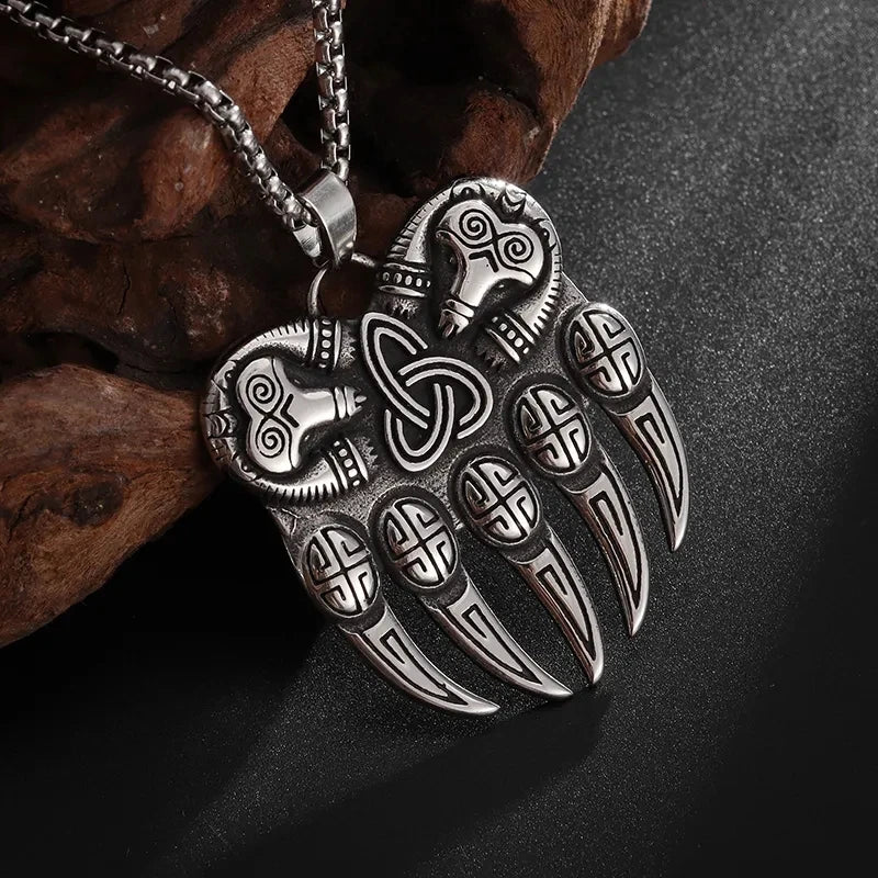 Retro Domineering Nordic Battle Ax Pendant Necklace for Men and Women Punk Pendant Lucky Amulet Jewelry Gift
