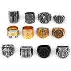 Stainless Steel Catholic Christian Cross Faith Amulet Ring Women Men Unisex Ring Multi Style Finger Jewelry Creative Gift