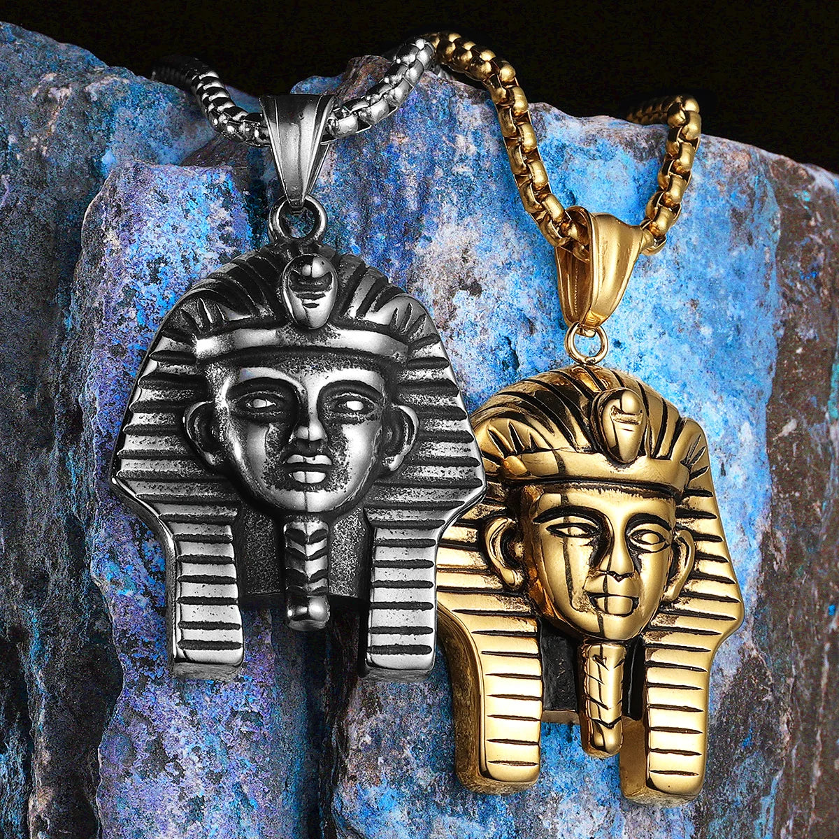 Egyptian Pharaoh Stainless Steel Pendant Necklace
