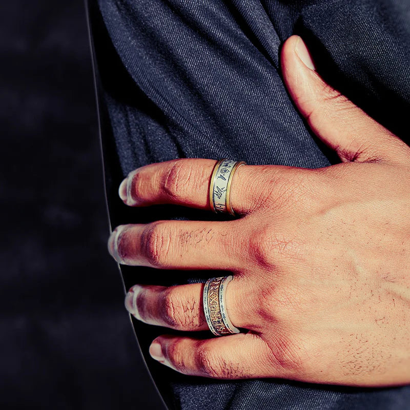 Anubis Symbol Obelisk Totem Ring for Men — Silver-Tone