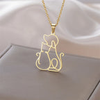 My Shape Hugging Puppy Kitten Necklace for Women Stainless Steel Pendant Chain Animal Cat Dog Jewelry Pets Lovers Gifts