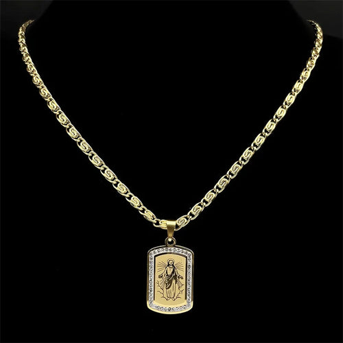 Iced Out Jesus Cross Gold Pendant Necklace